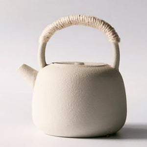 Pottery teapot - cream white