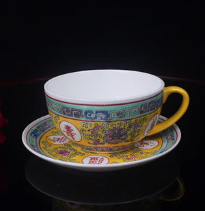 Longivity - Munshou Handpainted coffee cup and saucer set