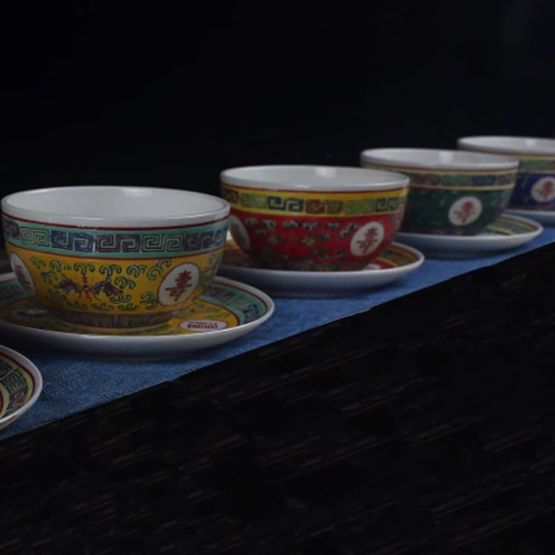 Longivity - Munshou Handpainted coffee cup and saucer set