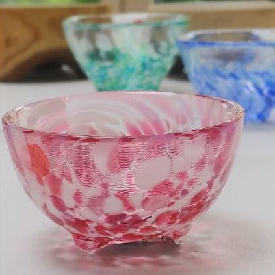 Handmade glass sake cup - Red