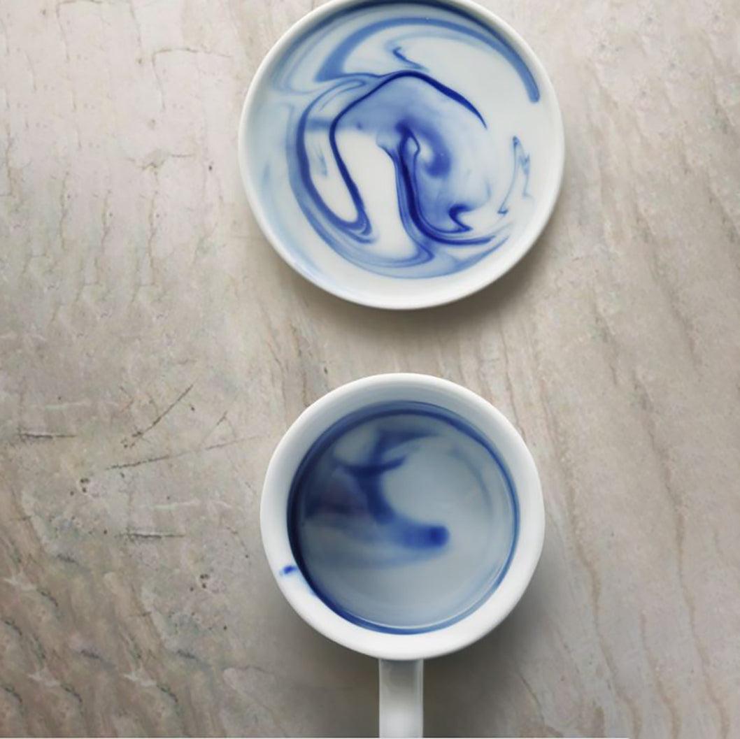 Porcelain cup and Saucer - Splash-ink series