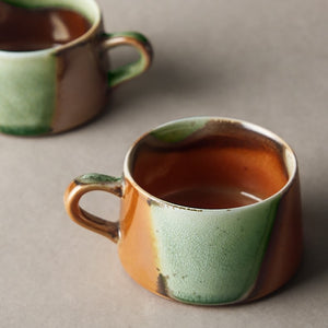 Cup and small plate set - Crackle glaze