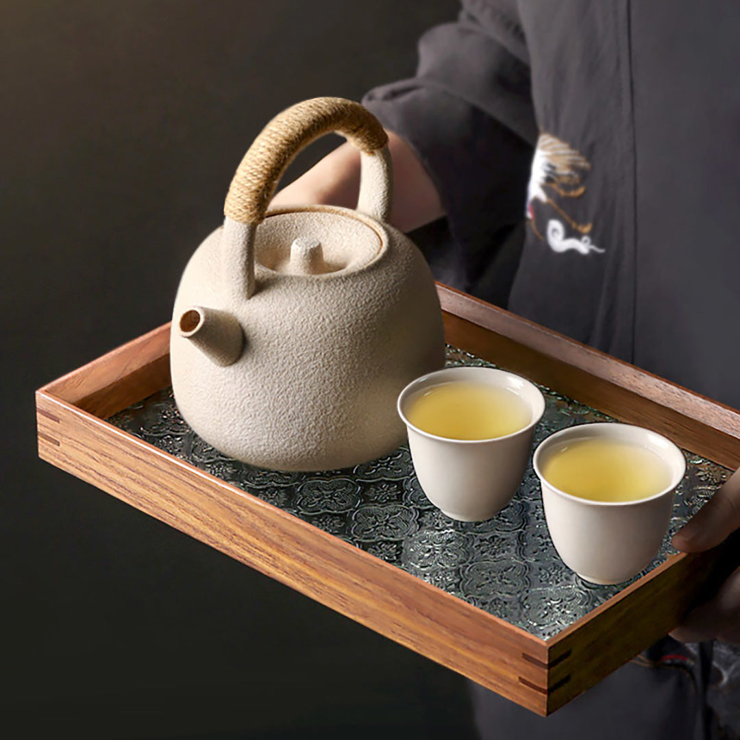 Pottery teapot/kettle - cream white
