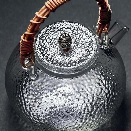 Hammered texture glass teapot