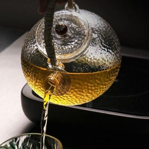 Hammered texture glass teapot