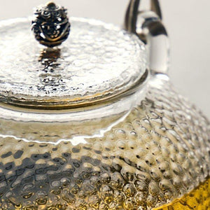 Hammered texture glass teapot