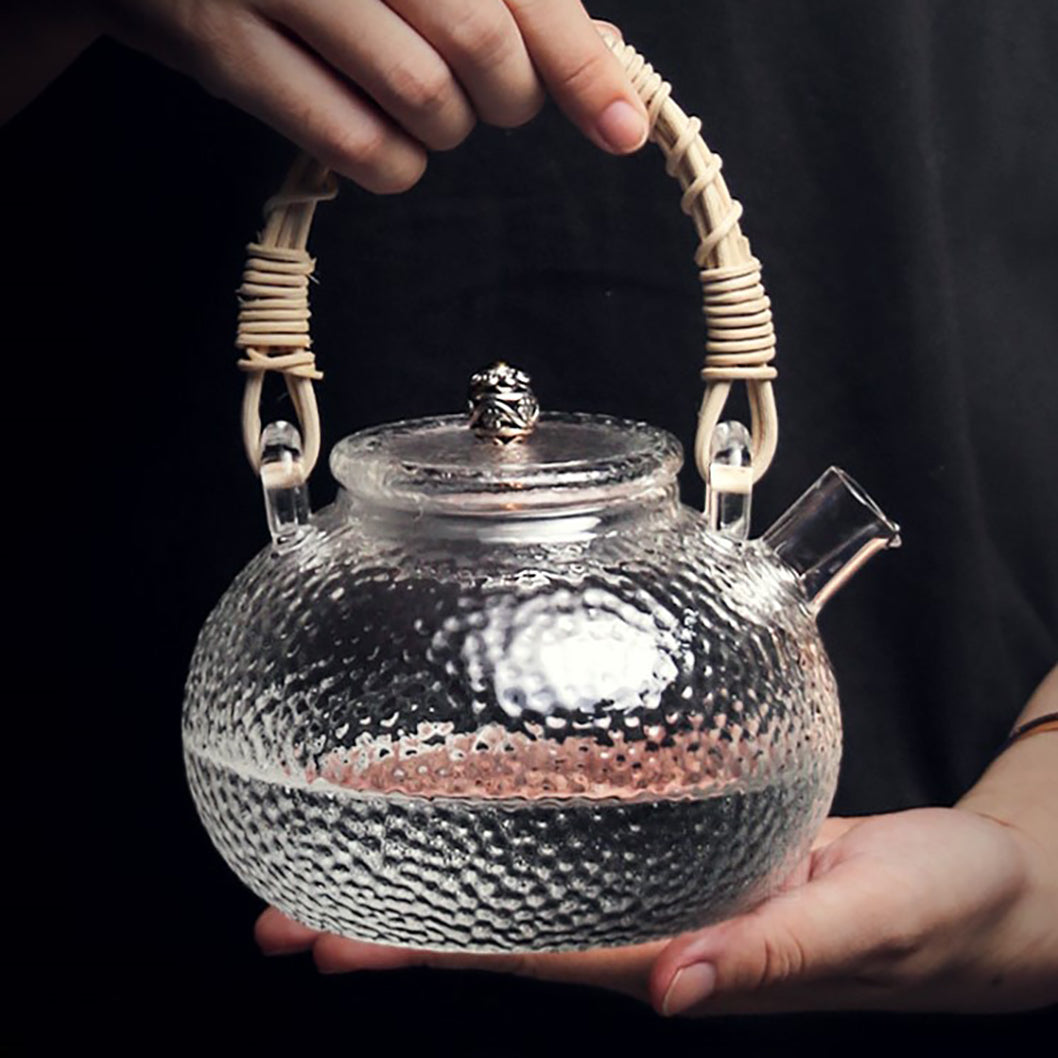 Hammered texture glass teapot