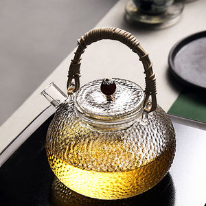 Hammered texture glass teapot