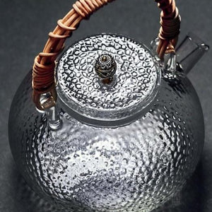 Hammered texture glass teapot