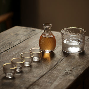 Glass sake set - six pieces