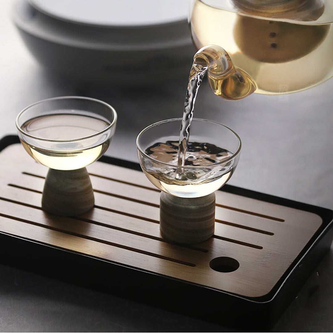 Kungfu Tea tray in bamboo and ceramic