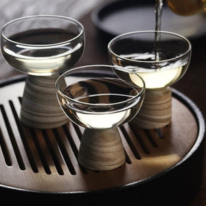 Glass sake cup set of four - Spiral series