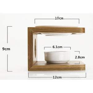 The Circle - aroma oil burner with bamboo rack and ceramic small dish