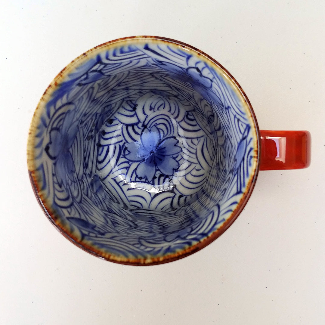 Hasami ware - Waves and cherry blossom